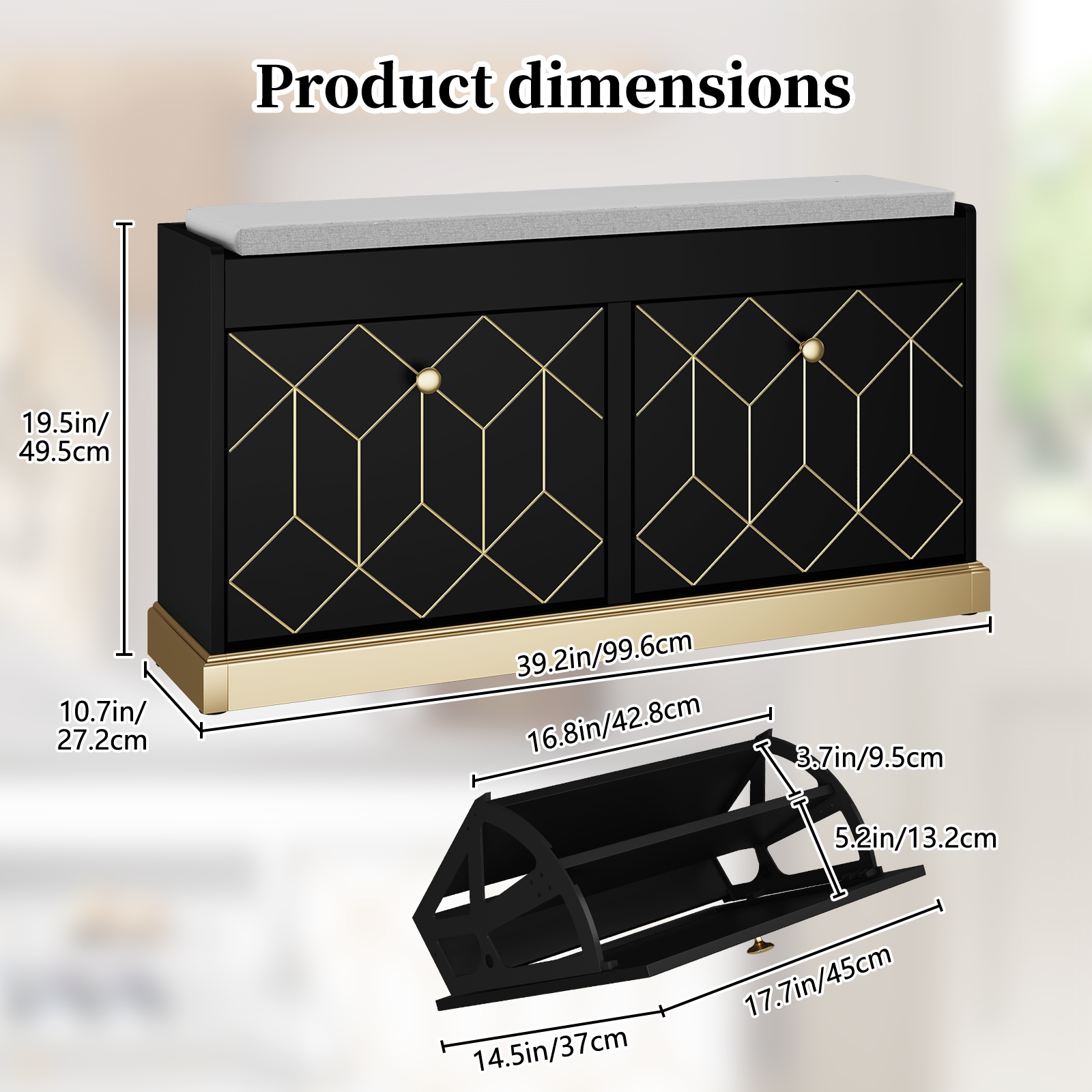 Modern Shoe Bench With Storage, Entryway Bench With 2 Flip Drawers & Padded Cushion Seat, Upholstered Shoe Rack Organizer For Hallway, Closet, Living Room_voghion.com